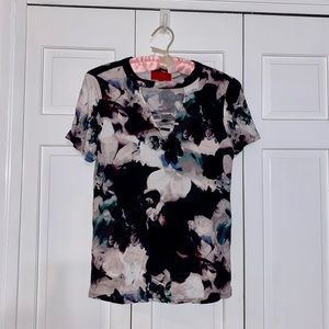 Jennifer Lopez Abstract Floral Print Top